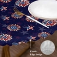 thumbnail image 3 of 4th of July Round Tablecloth, Fitted Table Cover with Elastic for 45"-54" Round Tables, Navy US Flag Independence Day Stars Red Stripes Table Cloth Outdoor Indoor Dinning Party Waterproof Tablecloths, 3 of 7