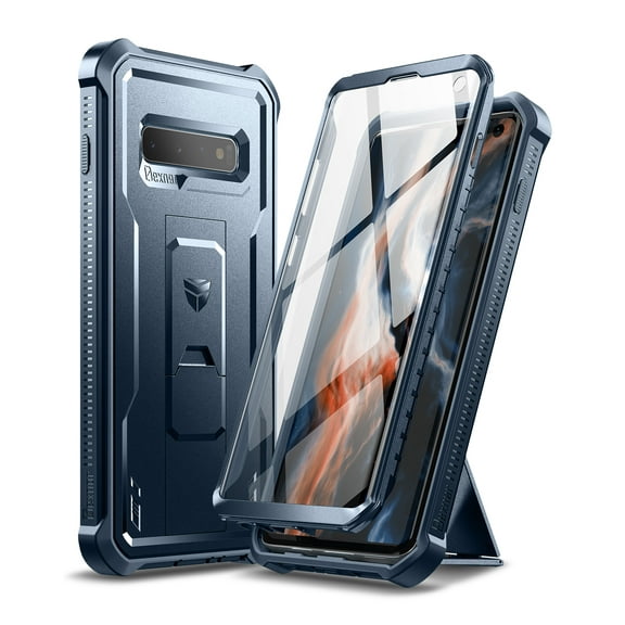 Dexnor for Samsung Galaxy S10 Case, [Built in Screen Protector and Kickstand] Heavy Duty Military Grade Protection Shockproof Protective Cover for Samsung Galaxy S10 Blue