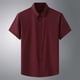 thumbnail image 4 of Mens Manga Corta Botón Abajo Camisas Negocios Turndown Cuello con Bolsillo, Patrón de Red Blusa de Manga Corta, 4 of 8