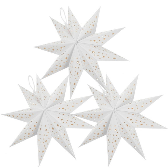 LEDMOMO 3pcs Indoor Pendant Paper Stars Ornaments White For Christmas Party Decoration