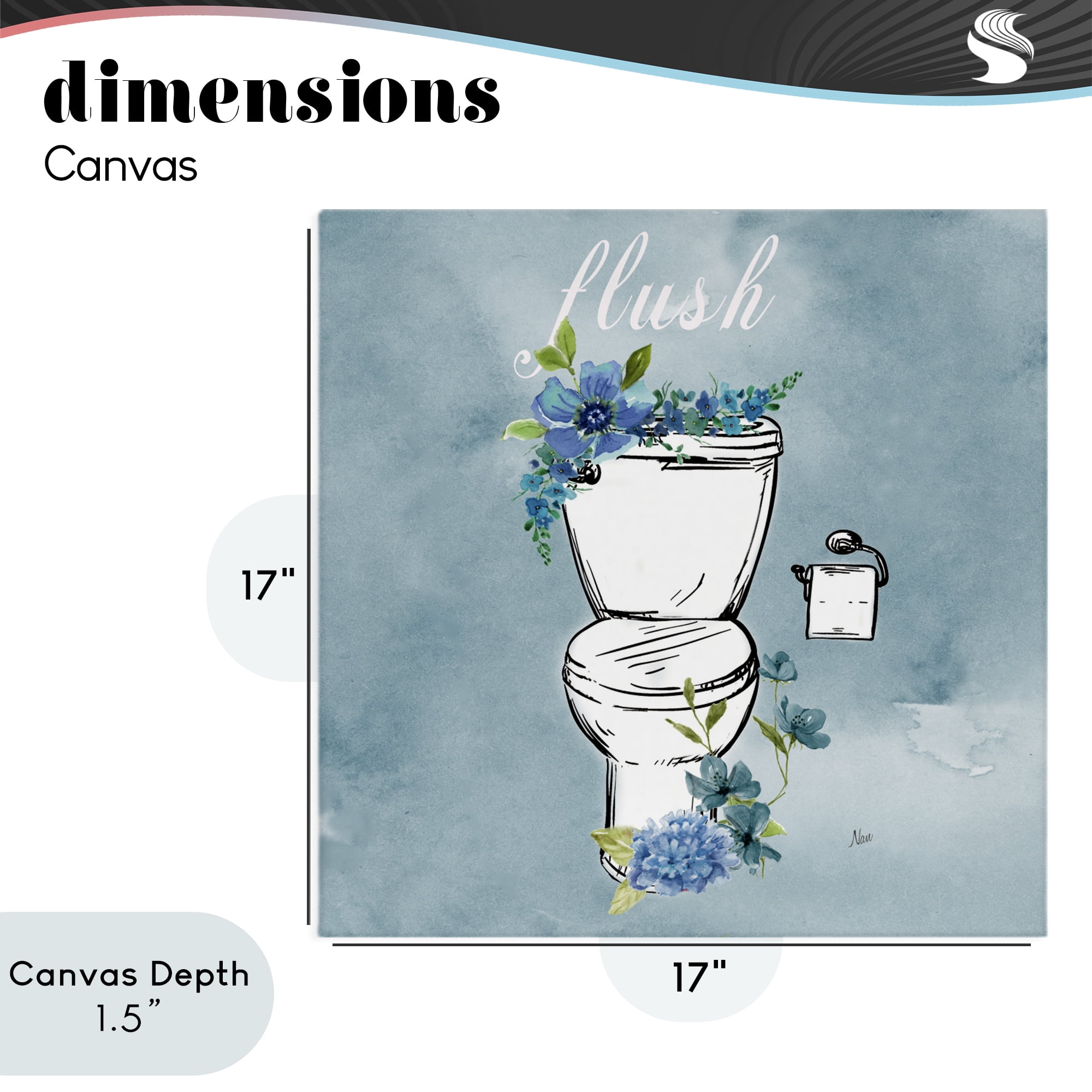 Stupell Industries Floral Bathroom Rules Flush Canvas Wall Art, design by Nan