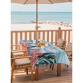 thumbnail image 3 of 54x80 Inch Outdoor Tablecloth with Umbrella Hole Zipper Rectangle Blue Teal Coastal Rectangular Tablecloths Outside Waterproof Wooden Nautical Ocean Coral Summer Patio Table Cloth Cover for Picnic, 3 of 8