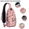 thumbnail image 2 of Sling Backpack,Pink Christmas Santa Pattern Crossbody Bag with Water Bottle Holder,Waterproof Sling Bag for Men/Women with Chest Phone Holder for Hiking,Travel, 2 of 6