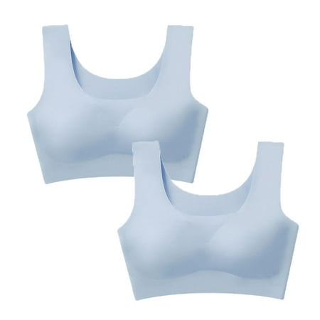 

Baywell Comfort Bra Seamless Bras Wireless Bra 2 Pack for Women Full-Coverage Sport Daily Bra with Removable Pad Blue S-2XL