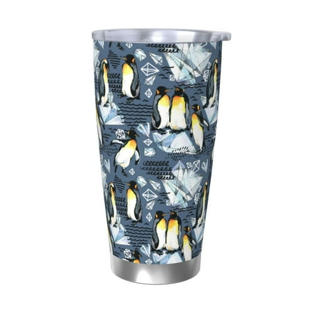 

Qekee Penguin Arctic Adventure Print 20OZ Car Cup Stainless Steel Vacuum Insulated Tumbler Tumbler Cup With Lid And Straw Travel Coffee Mug-Without Straw