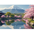 thumbnail image 4 of Japanese Style Landscape Backdrop with Mount Fuji Cherry Blossoms and Pavilions Banner Party Decorations Photography Props Event Decors Festival Backgrounds, 4 of 7