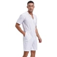 thumbnail image 4 of Zaldita Men's Rompers Jumpsuits Zipper Short Sleeve Loose Shorts Coverall Tracksuits with Pockets White XXL, 4 of 7