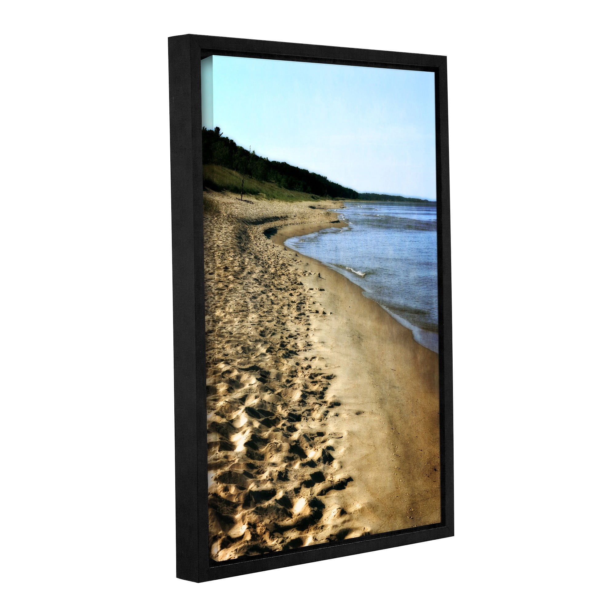 ArtWall Kevin Calkins "Footsteps in the Sand" Gallery-Wrapped Floater-Framed Canvas