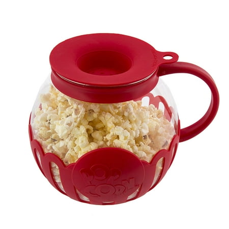 Micro-Pop Microwave Popcorn Popper 1.5QT - Temperature Safe Glass w/Multi Purpose Lid, Snack Size, (Best Glass Microwave Popcorn Popper)