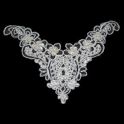 Lily 8"x5.5" White Pink Peach Ivory Beaded Organza Lace Applique Patch by Piece