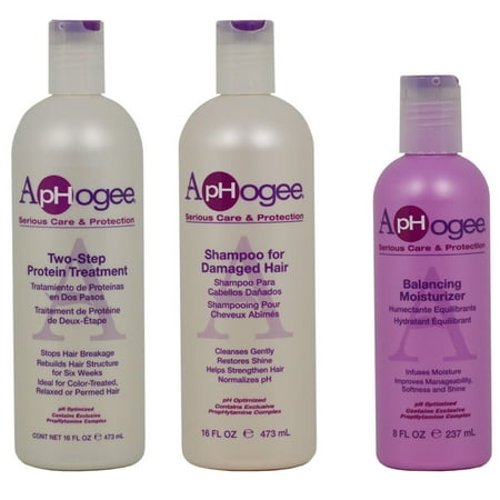 Aphogee Two Step Protein Treatment + Shampoo For Damaged Hair 16oz  + Balancing Moisturizer 8oz (Best Salon Shampoo For Damaged Hair)