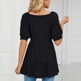 thumbnail image 5 of Cute Tops for Women Short Sleeve V Neck Pleated Peplum Tops Solid Color Casual Flowy Babydoll Shirts Loose Blouses Womens Clothes, 5 of 5