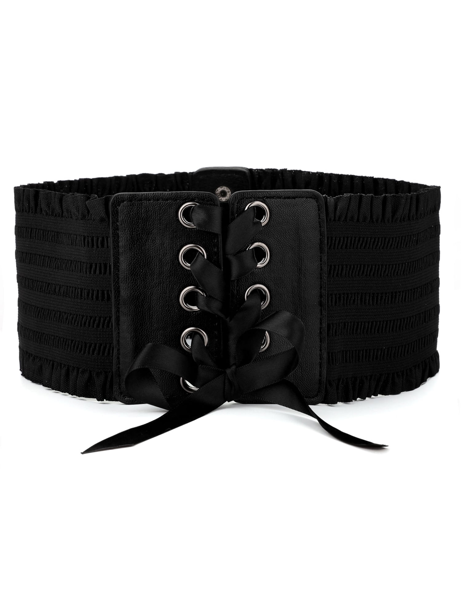 Allegra K Women's Wide Elastic Stretchy Waist Belts Button Belt Dress