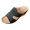 thumbnail image 2 of Sandals for Women Women's Summer Leisure Comfortable Rhinestone Flower Wedges, 2 of 9