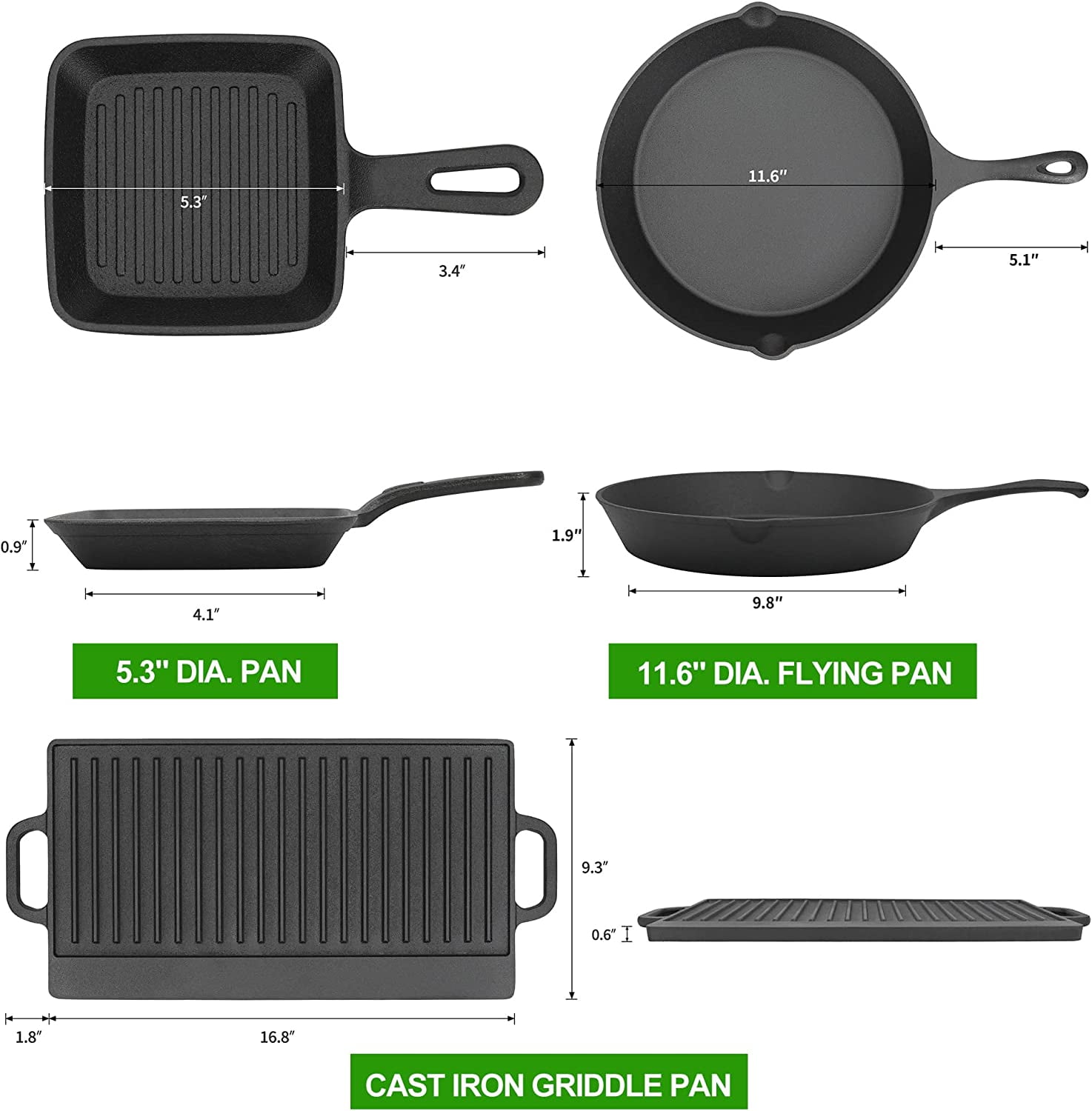 HAWOK Pre-Seasoned Cast Iron Dutch Oven Camping Cooking Set with Carrying Storage Box