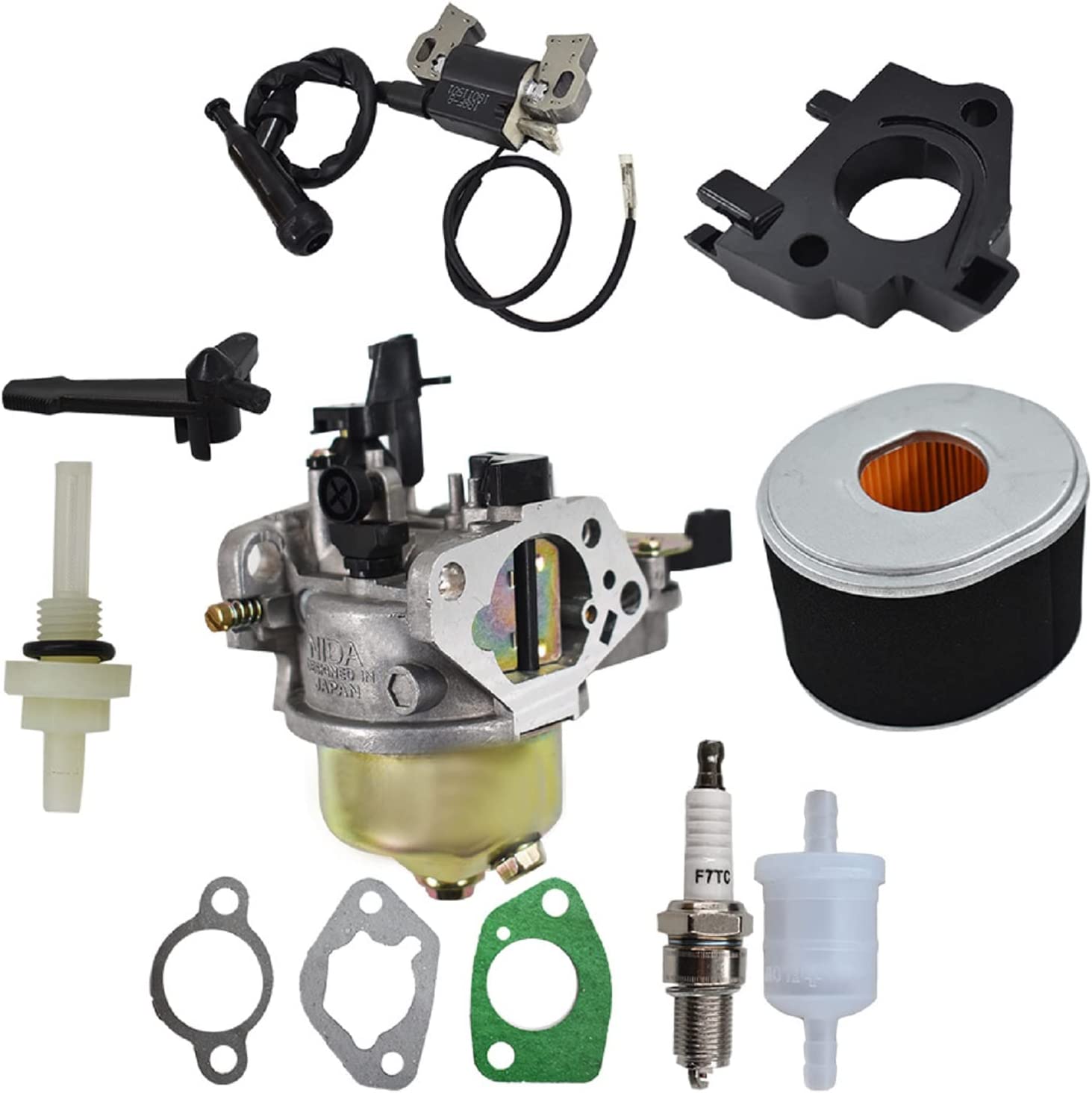 EPOTOOR GX390 Carburetor with Ignition Coil Air Filter Kit Replacement for Honda GX340 GX360 GX390 11HP 13HP Engine Generator Lawn Mower Motor 16100-ZH8-W61 16100-ZF6-V01 16100-ZF6-V00