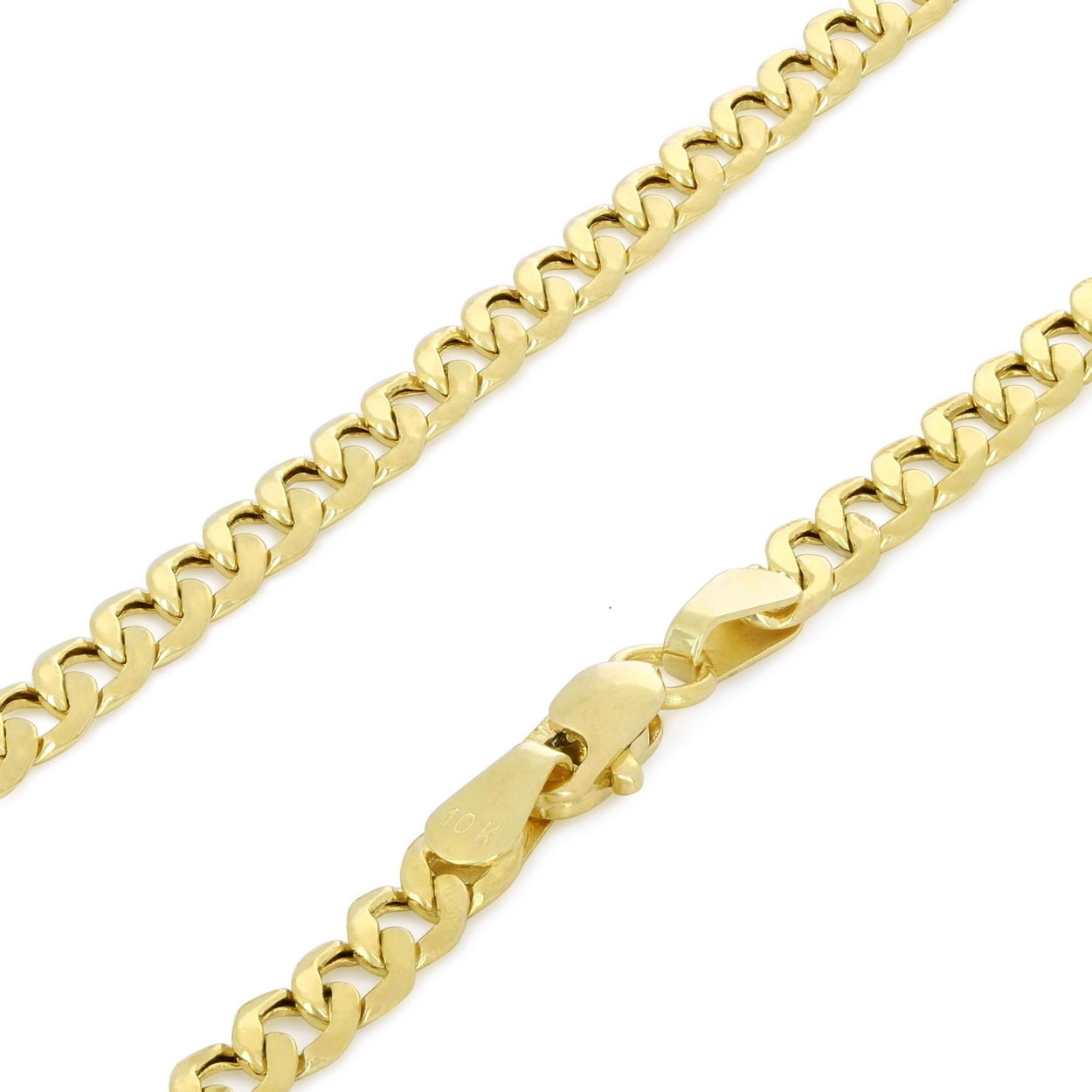 Sonia Jewels 14k White and Yellow Gold Two Tone Curb Concave White Pave Chain Necklace With Lobster Claw Clasp