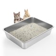 thumbnail image 1 of Caja de arena para gatos WENBOKMIN de acero inoxidable plateada, 45 x 34 x 10 cm, 1 of 7