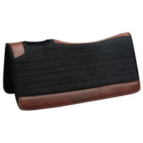 Showman 32" x 31" Contoured Felt Saddle Pad w/ Basketweave Tooled Wear Leathers