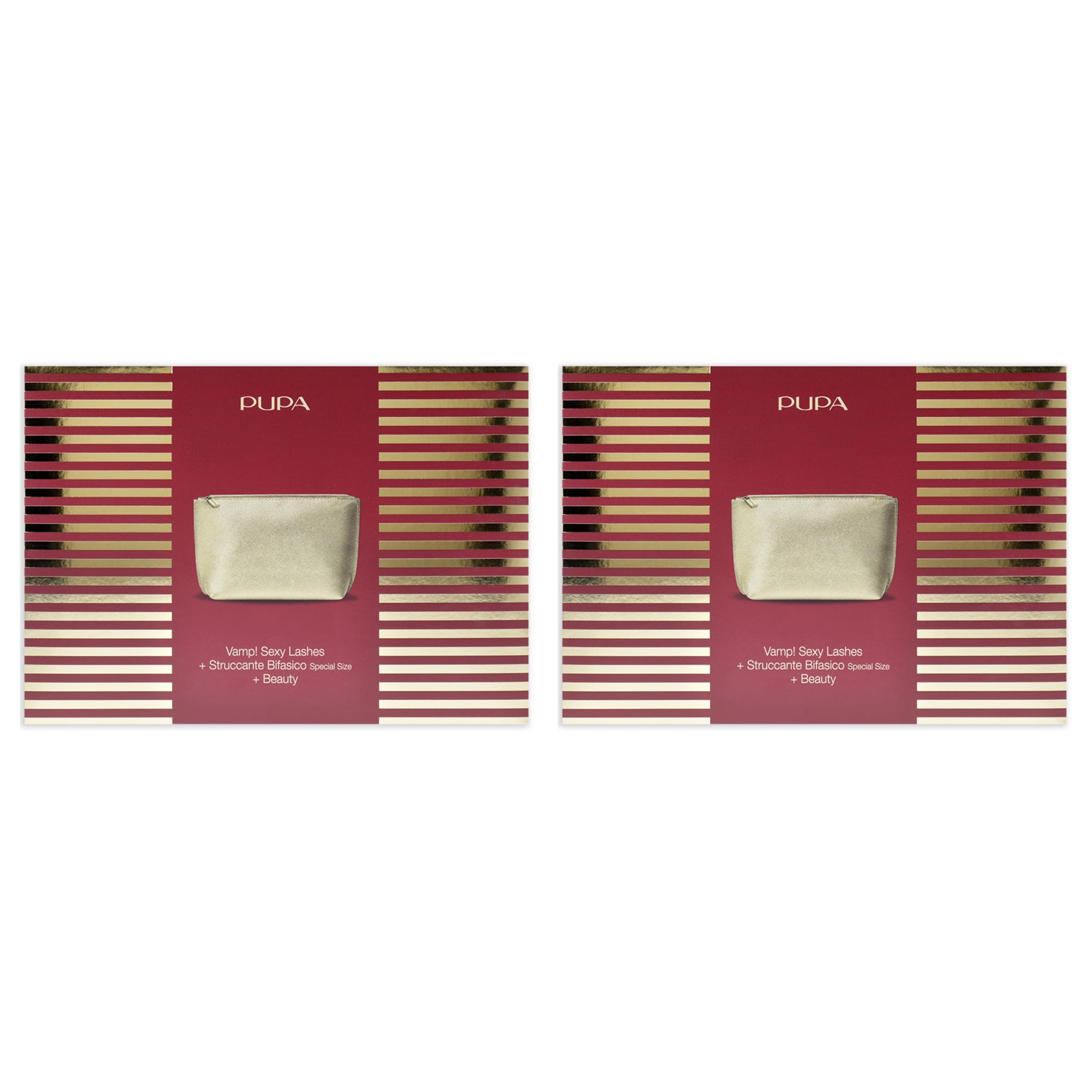 Pupa Milano Vamp! Sexy Lashes and Two-Phase Make-Up Remover Set - Pack of 2 - 3 Pc 12ml Vamp! Sexy Lashes - 011 Sexy Black, 1.69oz Two-Phase Make-Up Remover, Beauty Bag