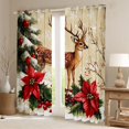 thumbnail image 2 of Manfei Cute Christmas Reindeer Black Out Curtains,Rustic Xmas Flower Curtains Pack of 2 (42x63 Each),Red Green Beige Bedroom Curtains For Adults,Microfiber Bedroom Decor, 2 of 6