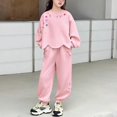 thumbnail image 5 of YunPes Fashion Lounge Sets for Girls Wave Edge Crewneck Print Pullover Sweatshirt & Jogger Pants Casual Baggy Kids Fall Outfits, 5 of 5