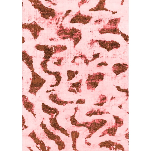 Ahgly Company Indoor Rectangle Abstract Red Modern Area Rugs, 7' x 10'