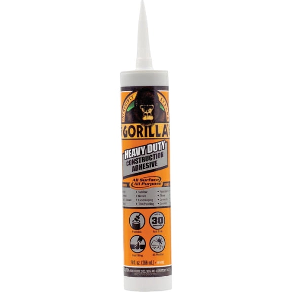 8-pack Gorilla Heavy Duty Construction Adhesive - Durable - 8 Pack, 9 oz, White — Residential Use, Standard Application