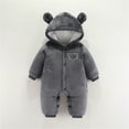 thumbnail image 2 of Zhuashum Jumpsuit For Boys Girls Unisex Baby Boys Girls Bear Ear Hooded Jumpsuit Clothes Winter Coats Outerwear Cute Jumpsuit Snowsuit Bodysuits Trend Wear 3-6 Months Grey, 2 of 8