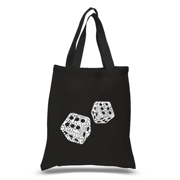 LA Pop Art Small Word Art Tote Bag - DIFFERENT ROLLS THROWN IN THE GAME OF CRAPS