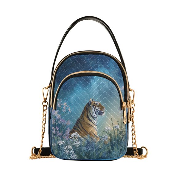 Shoulder Handbag Women's Crossbody Handbags 5.91x3.15x8.27 Inch Bank Card Bag Cash Bag Key Bag Watercolor Beautiful Tiger