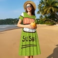 thumbnail image 4 of Balery Fresh Sushi Vestidos sueltos de manga corta para mujer, vestidos de verano 2025, vestidos casuales de corte A con vuelo., 4 of 6