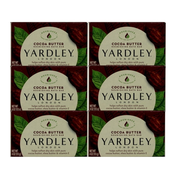 Yardley London Moisturizing Cocoa Butter Bath Bar, 4.0 Oz, Pack of 12