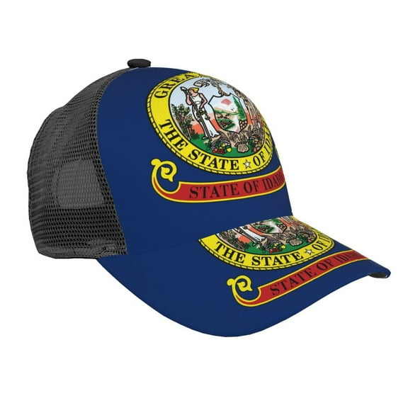 Curved Trucker Hat Flag Of Idaho Adjustable Mesh Back Baseball Snapback Cap For Men