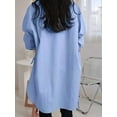 thumbnail image 3 of Women'S Oversized Button Down Shirts Split High Low Long Sleeve Blouses  Blue L, 3 of 6