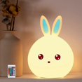 thumbnail image 1 of Luz de noche con forma de conejito, recargable, para bebés y niños pequeños, para adultos y niñas, de silicona, con forma de conejito táctil., 1 of 5