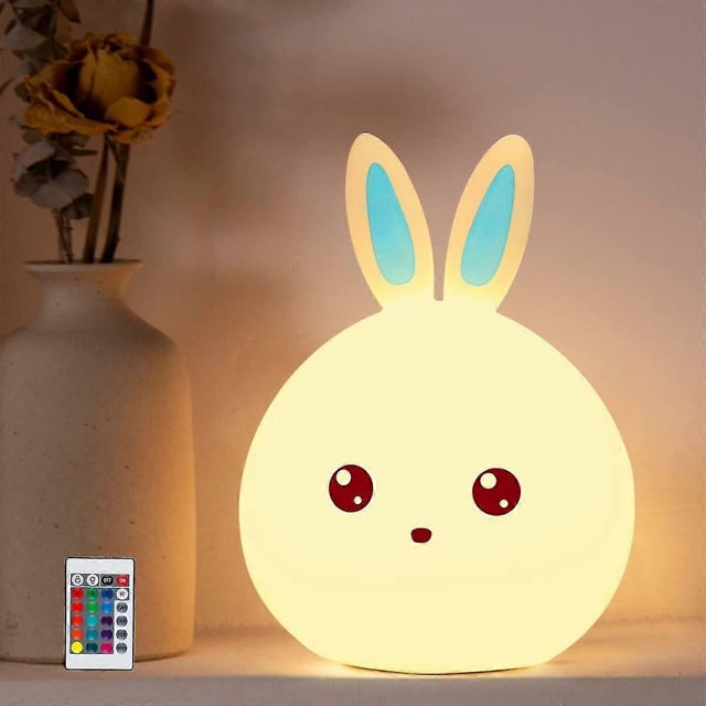 Luz de noche con forma de conejito, recargable, para bebés y niños pequeños, para adultos y niñas, de silicona, con forma de conejito táctil.