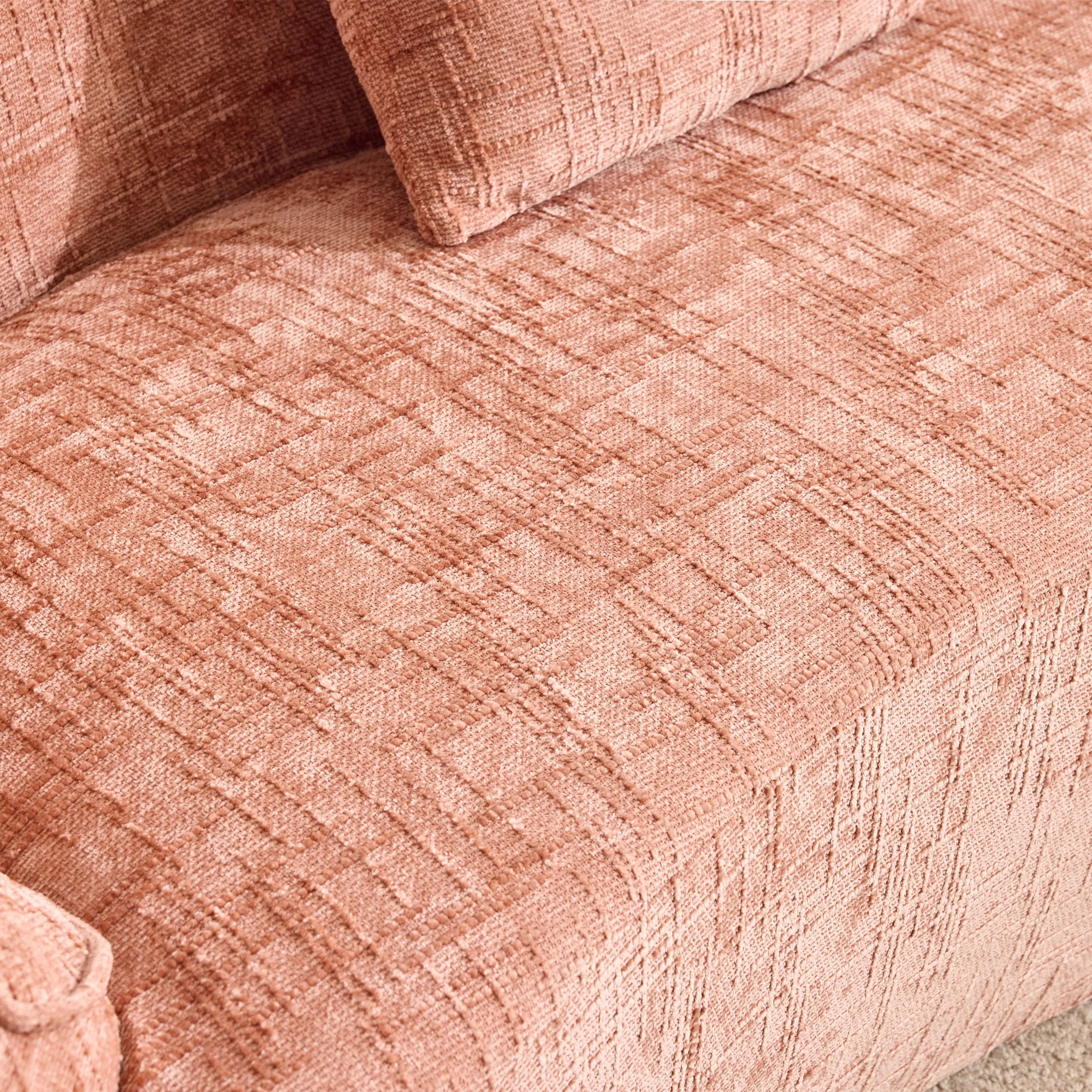 MAYEERTY 4-Seat Curved Compressed Sectional Sofa, Upholstered Cloud Modular Couch with Throw Pillows, No Assembly for Living Room Apartment Small Spaces