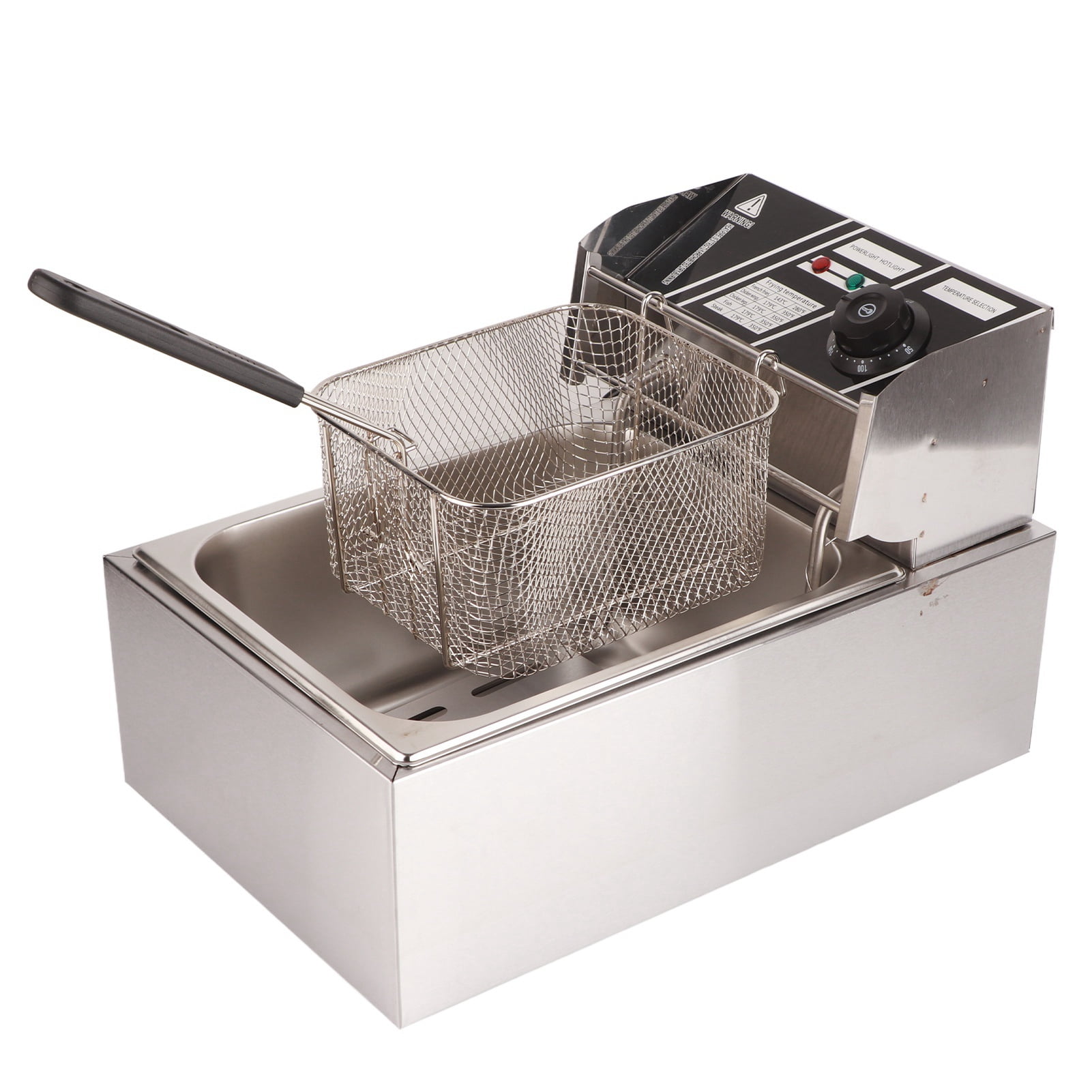 Electric Deep Fryer, US Plug Reinforced 6L Professional Efficient Deep Fryer Adjustable Temperature with Lid Basket for Chicken for French Fries for Restaurant