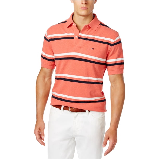 Tommy Hilfiger River Stripe Rugby Polo para hombre, naranja, grande