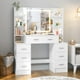 thumbnail image 3 of Tocador Grande Blanco con Espejo LED 7 Cajones, Luz Ajustable 3 Modos - 110x40x140 cm (Sin Banco), 3 of 8