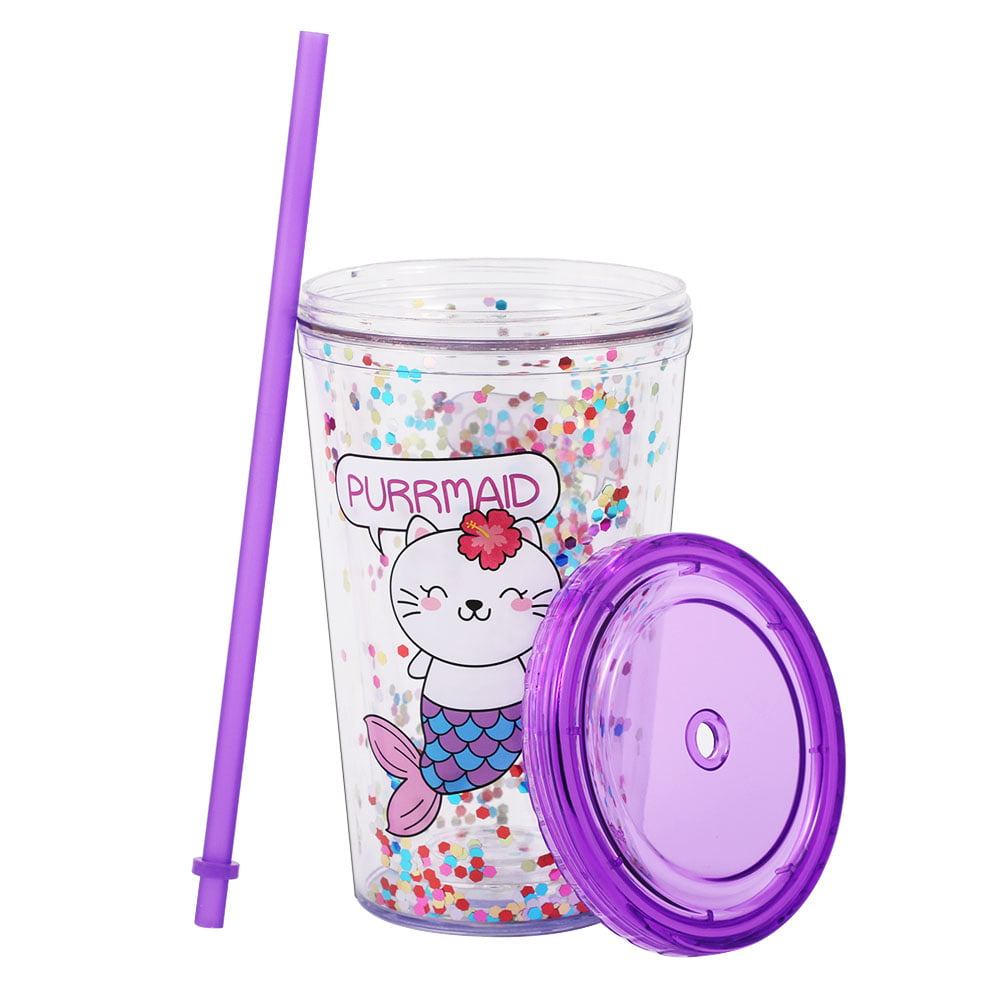 Home Tune Cute Tumbler with Lid and Straw Double Wall Insulated Acrylic Cup  for Girls Boys Kids, 18oz/550ml (Airplane & Truck)