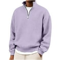 thumbnail image 4 of FRSASU Men's Quarter Zip Sweaters Polo Zip Up Pullover Waffle Knit Mock Neck Turtleneck Sweatshirt Purple, 4 of 6