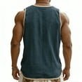 thumbnail image 5 of Horkkom Tank Tops Men Solid Color Button Sleeveless Linen Shirts Summer Workout Gym Muscle Shirts L, 5 of 6