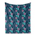 thumbnail image 1 of Tropical Soft Flannel Fleece Blanket, Flamingos and Water Lillies Hawaiian Exotic Arrangement of Jungle Flora and Fauna, Cozy Plush for Indoor and Outdoor Use, 50" x 60", Multicolor, by Ambesonne, 1 of 6