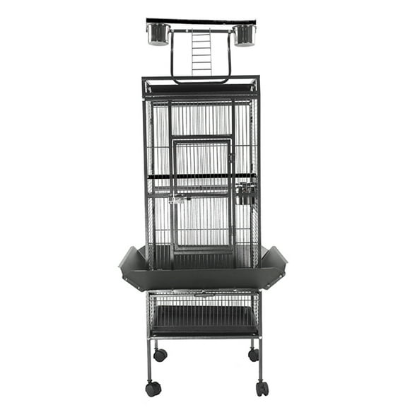 INTBUYING Large Bird Parrot Cage Canary Parakeet Cockatiel Finch Bird Cage Tray Black