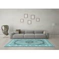 thumbnail image 3 of Ahgly Company Machine Washable Indoor Rectangle Medallion Light Blue Traditional Area Rugs, 8' x 12', 3 of 4