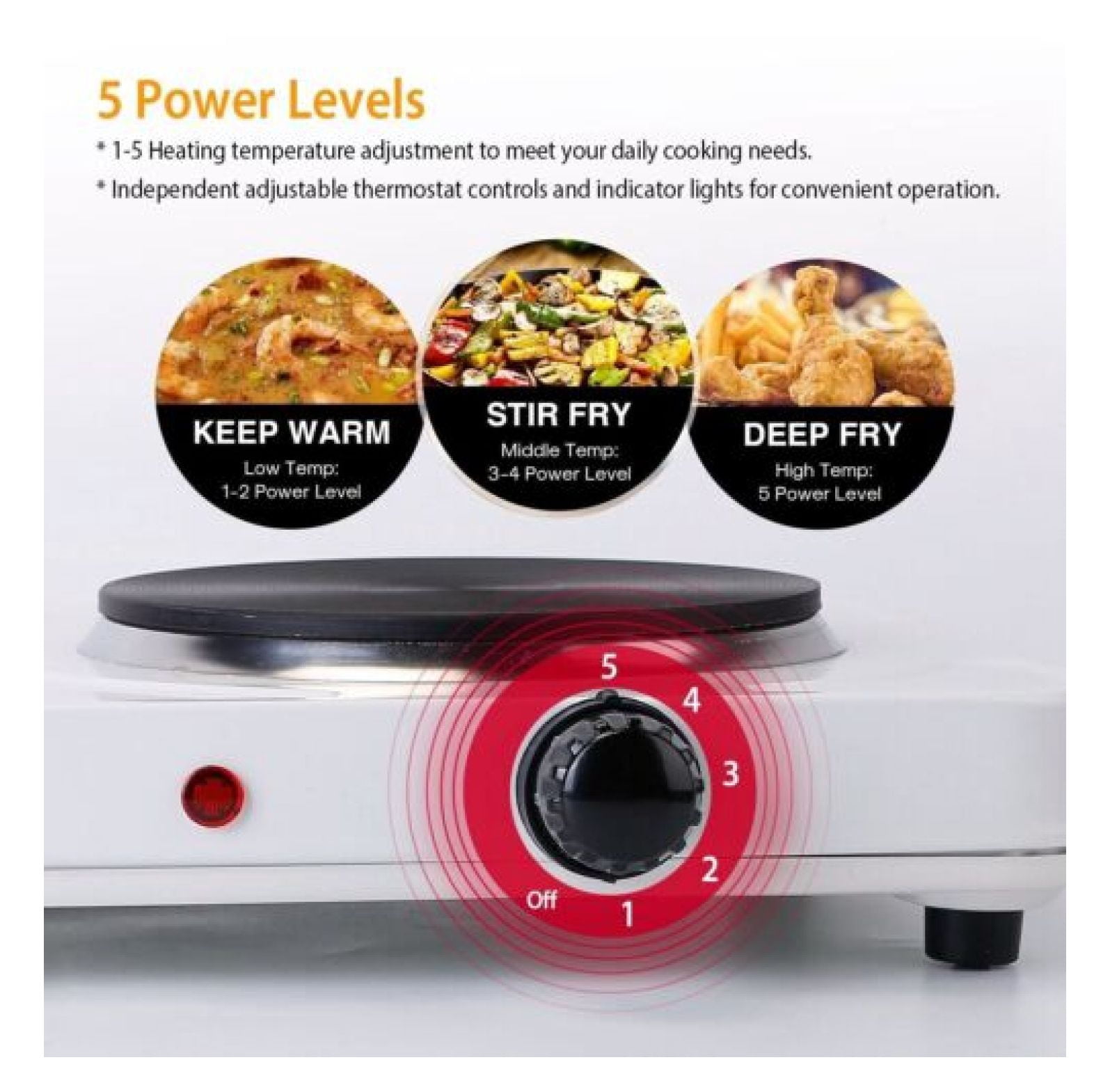 2000W Portable Cooktop Dual Burner Cast Iron Electric Stove for Kitchen Cooking
