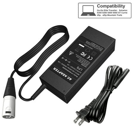 42V 2A Electric Bike Scooter Battery Charger Adapter 3 XLR for 36V Li-ion US