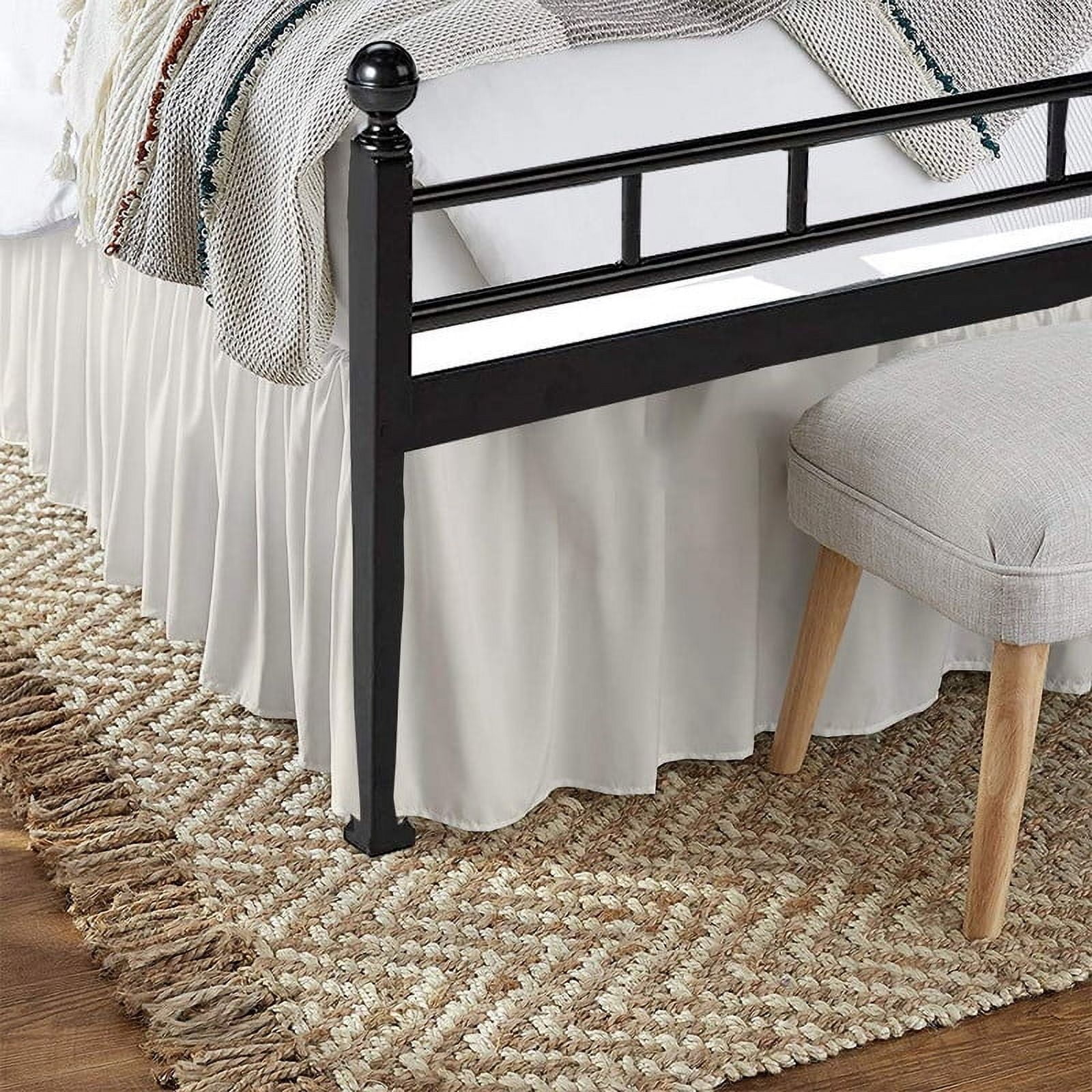 Split Corner Ruffle Bed Skirts, 18" Tailored Drop Bed Skirt, Dust Ruffle Bedskirt with Platform, 100% Microfiber, Extra Soft -Twin Size-Ivory Solid